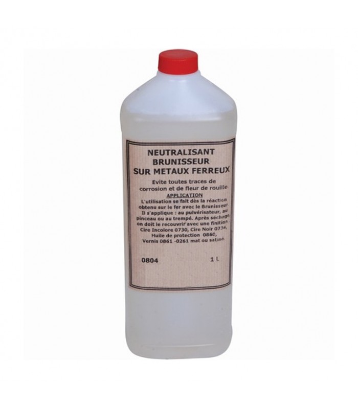 Neutralisant  brunisseur fer bidon 1 litre A utiliser pour stopper l'effet du brunisseur métaux