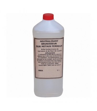 Neutralisant  brunisseur fer bidon 1 litre A utiliser pour stopper l'effet du brunisseur métaux
