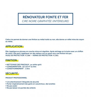 Cire pour métaux noire pot de 1 litre donne une patine noire sur les métaux