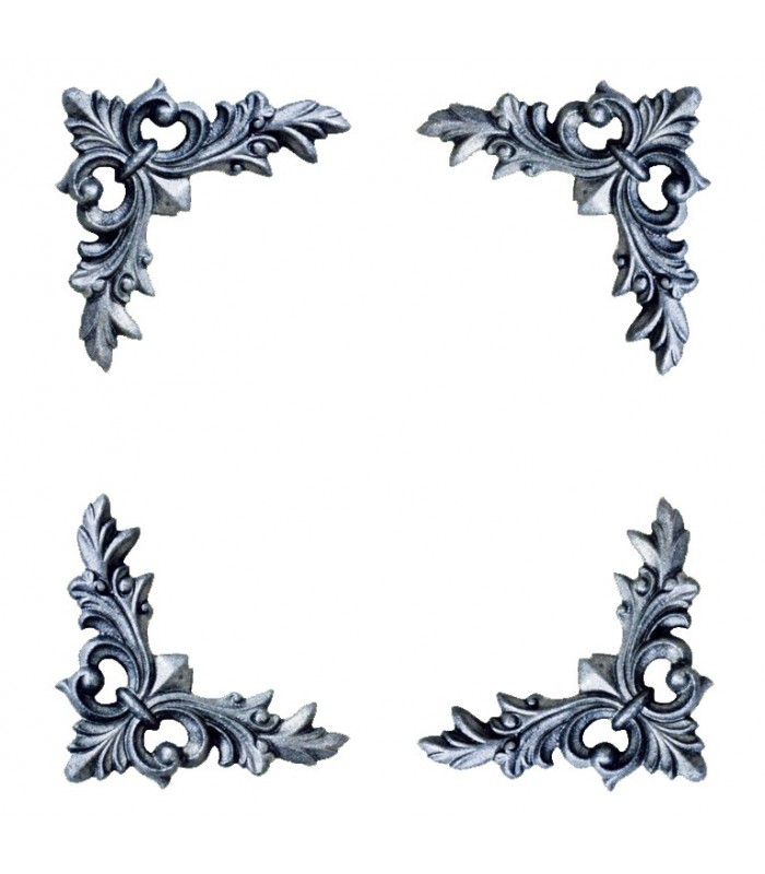 Décors zingués 130x130mm épaisseur 17mm jeu de 4 pièces pour bas de portails