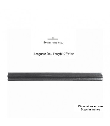 Profil à collier 14x4mm longueur 2m 1 bosse centrale acier
