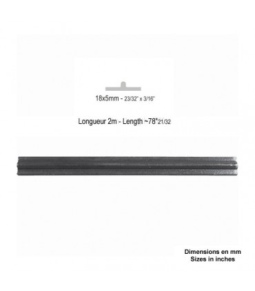 Profil pour collier 18x5mm lgr 2m 1 bosse centrale en acier