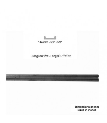 Profil pour collier 14x5mm lgr 2m 2 bosse latérales en acier