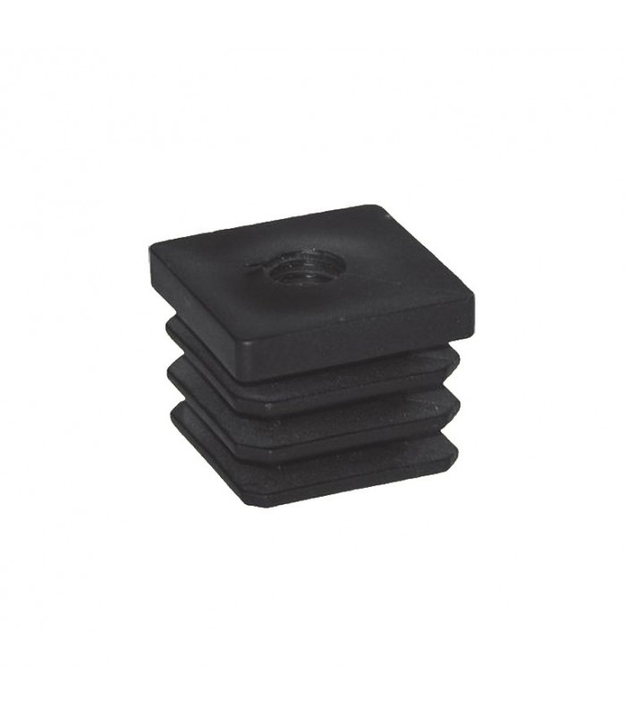 Bouchon nylon 30x30mm taraudé M8 pour tube carré épaisseur entre 1 et 3 mm
