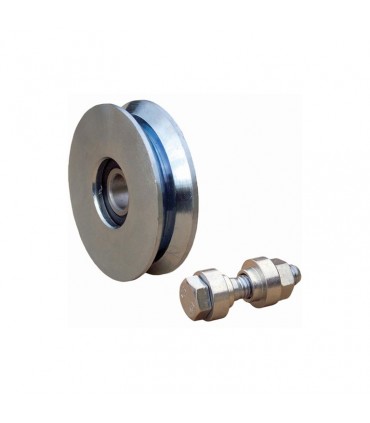Roulette acier Ø100mm à gorge en V pour portails coulissants
