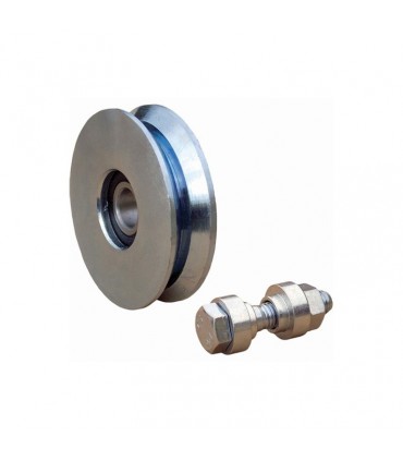 Roulette acier Ø120mm à gorge en V pour portails coulissants