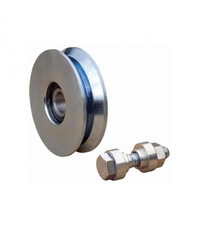 Roulette acier Ø140mm à gorge en V pour portails coulissants