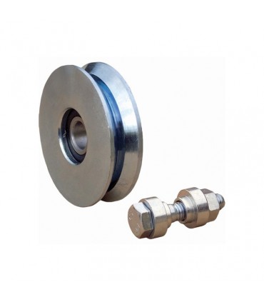Roulette acier Ø140mm à gorge en V pour portails coulissants