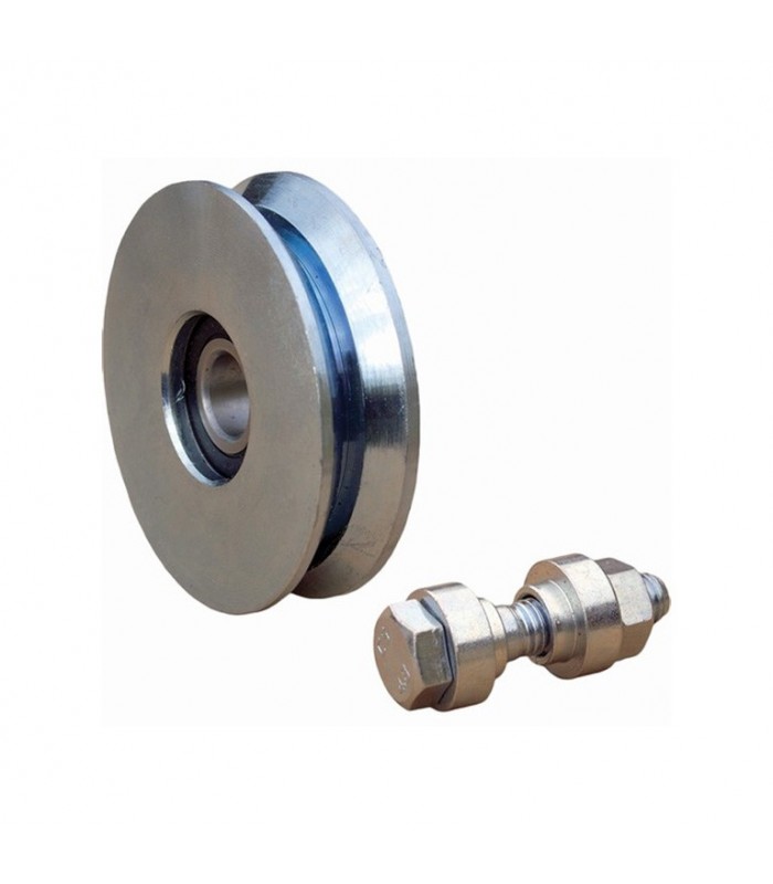 Roulette acier Ø160mm à gorge en V pour portails coulissants