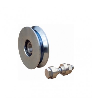 Roulette acier INOX Ø100mm à gorge en V pour portails coulissants