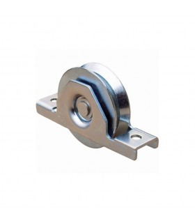 Roulette à encastrer ø60mm avec gorge en V en acier pour tube 60x40x2mm