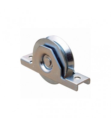 Roulette à encastrer ø60mm avec gorge en V en acier pour tube 60x40x2mm