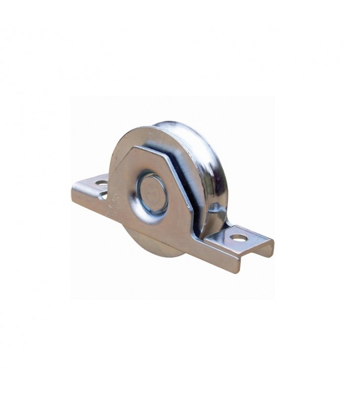 Roulette à encastrer Ø50mm avec gorge en U acier pour tube 60x40x2mm