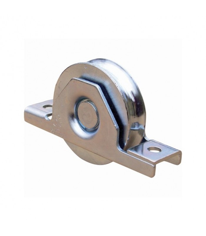 Roulette à encastrer Ø100mm avec gorge en U acier pour tube 80x40mm