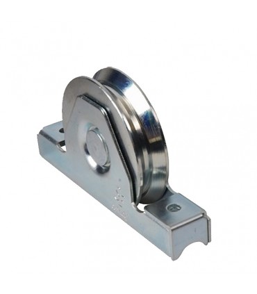 Roulette à encastrer ø80mm avec gorge en V en acier anti pincement
