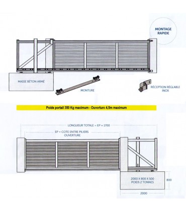 Chariot de guidage double pour système autoportant 5m maximum 