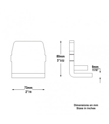Bouchon guide pour rail 68x68mm de fin d'ouverture pour portail autoportant
