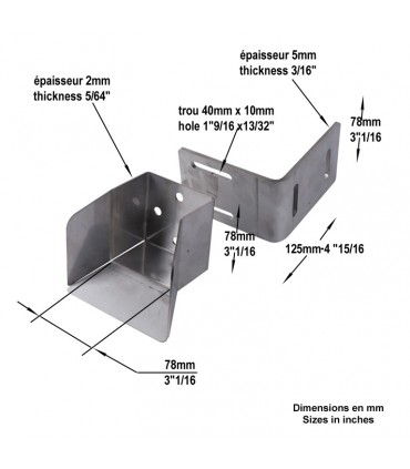 Avaloir Butoir INOX de réception rail 68x68mm pour portails auto-portants