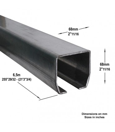 Rail autoportant 68x68mm pour chariot de guidage cantilever