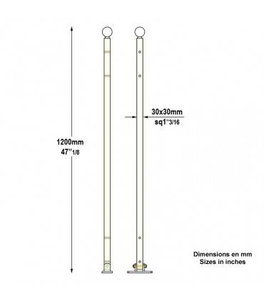 Poteau de cloture Gradius à fixer 1200mm
