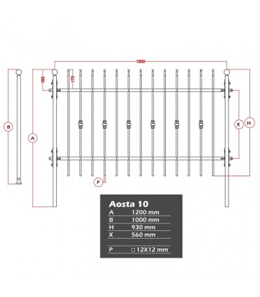 Grille de cloture AOSTA 10 prête à poser