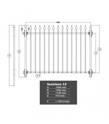 Grille de cloture SESTRIERE 12 prête à poser