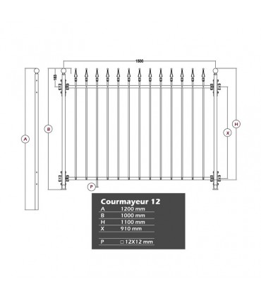Grille de cloture COURMAYEUR 12 prête à poser