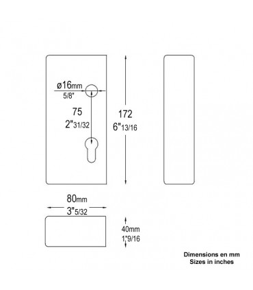 Boitier pour tube de 40x40mm pour serrure à crochet deportail coulissant