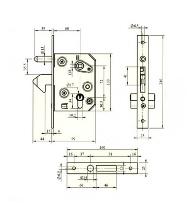 Serrure à crochet de portail coulissant pour tube 40x40 ou 50x50mm