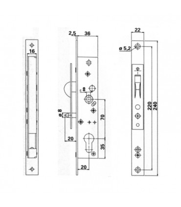 Serrure à crochet pour portail coulissant pour tube de 40x40