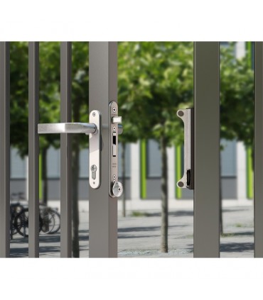 Serrure de sécurité anti-effraction INOX à larder pour tube de 60x60mm