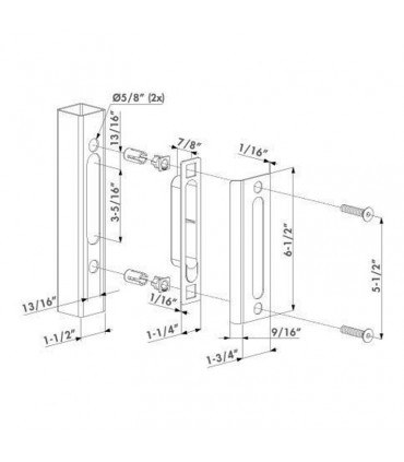 Gache pour serrure inox de tube 40x40mm pour portail ouvrant