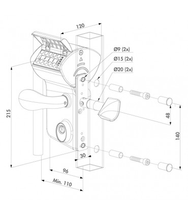 Serrure à code mécanique LLKZ mécanisme INOX pour portails coulissants