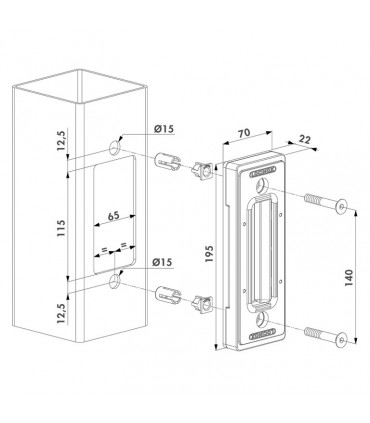 Gache acier inoxydable LOCINOX SSKZ pour serrure de portail coulissant