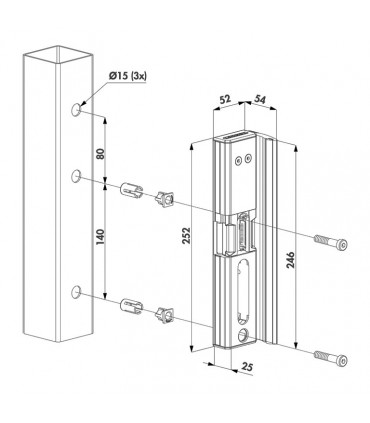 Gâche LOCINOX électrique à émission pour tube 40 à 60mm