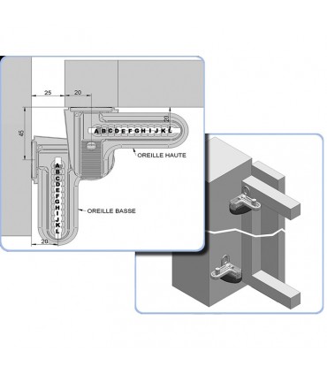 Gond modulo acier inox compensateur de pente noir pour portails