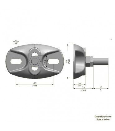 Crapaudine inox pour portail réglable deux axes