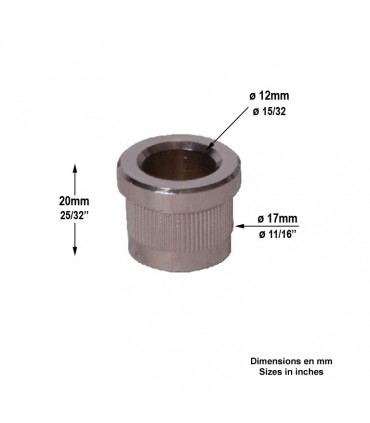 Bague moletée laiton nickelé pour axe ø12mm pour crapaudine pivot