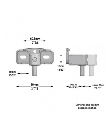 Gond universel réglable acier inoxydable et polyamide axe ø12mm