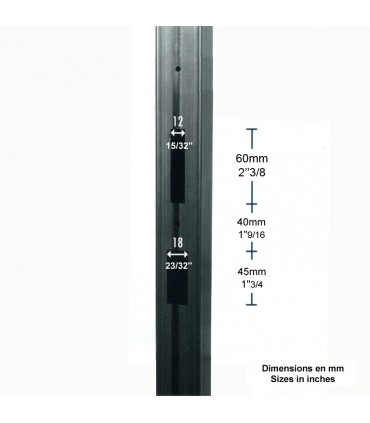 Tube 30x30mm longueur 2m usiné pour recevoir une gâche de réception