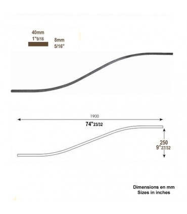 Cintre en forme de chapeau gendarme 40x8mm pour portails