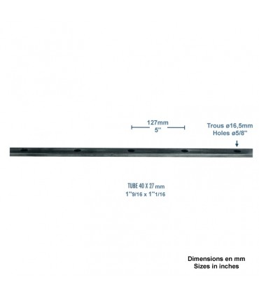 Tube Lisse 40x27mm percé trous ø17mm pour portails ou clôtures