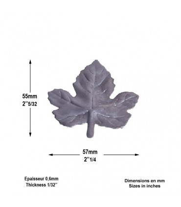 Feuille de vigne 57x55mm tôle épaisseur 0.6mm pour décoration