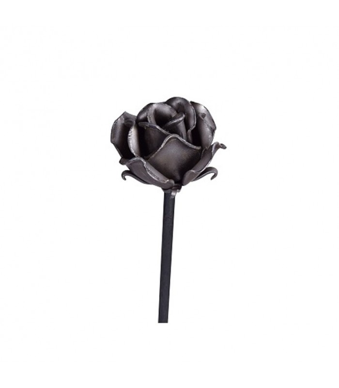 Rose montée sur tige en acier forgé 55mm x 70mm pour la décoration