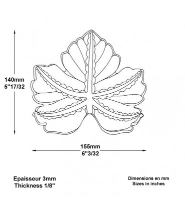 Feuille de vigne 140x155mm en acier forgé épais pour la décoration