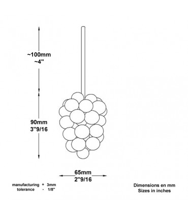 Grappe de raisin massive 90x65mm en acier pour la décoration