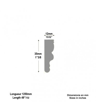 Profil mouluré 35x12mm en aluminium pour habillage des soubassements de portails