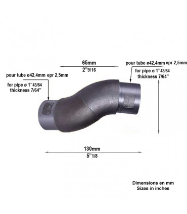Coude réglable orientable de main courante en acier pour tube ø42,4mm epr 2.5mm
