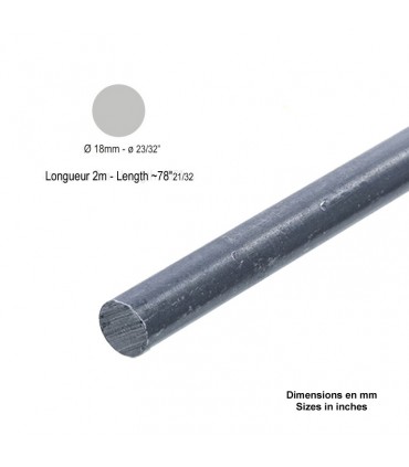 Barre profilée ronde de ø10mm longueur 2m lisse en acier laminé brut
