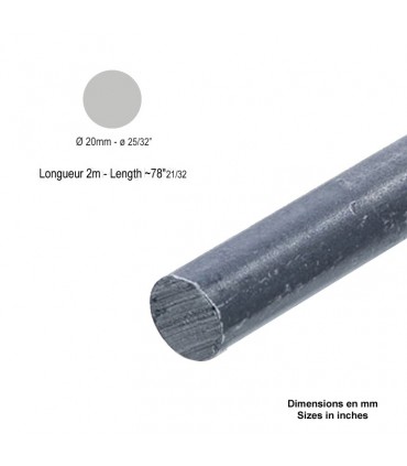 Barre profilée ronde de ø10mm longueur 2m lisse en acier laminé brut